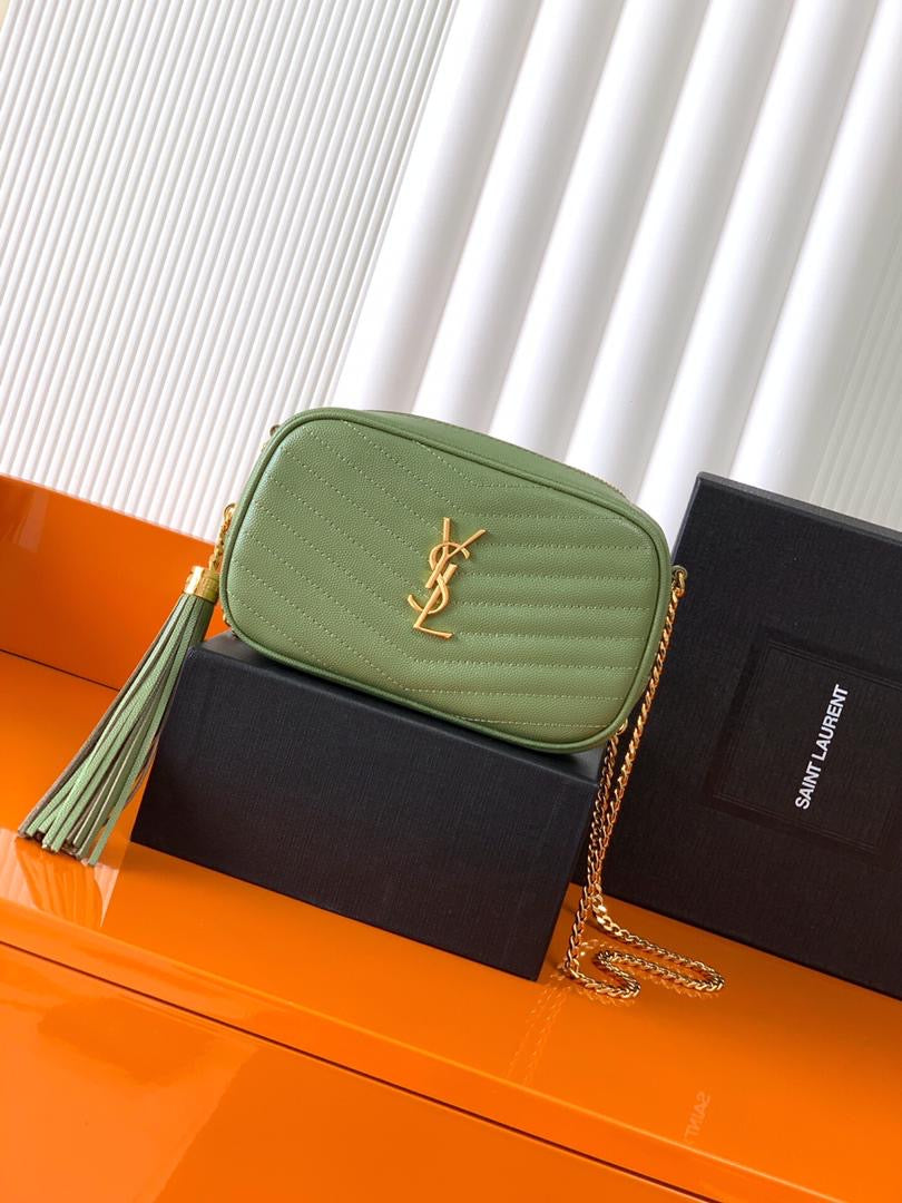 Saint Laurent Lou Mini De Piel Brillante Acolchada