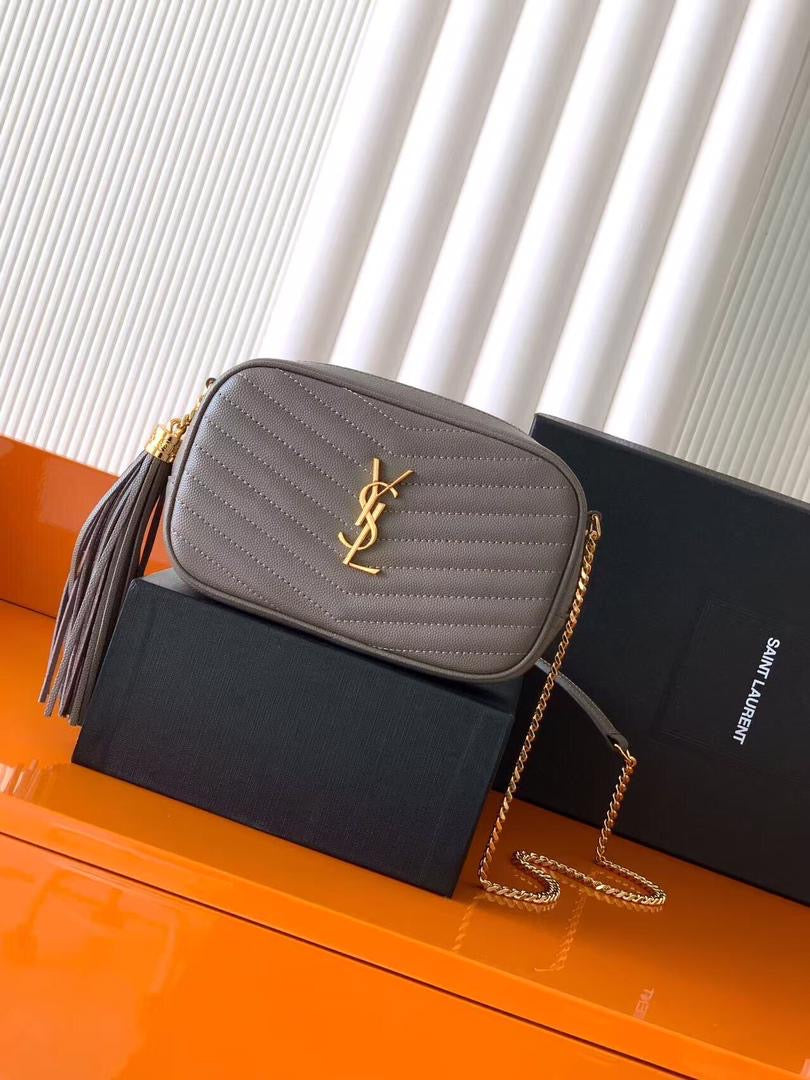 Saint Laurent Lou Mini De Piel Brillante Acolchada