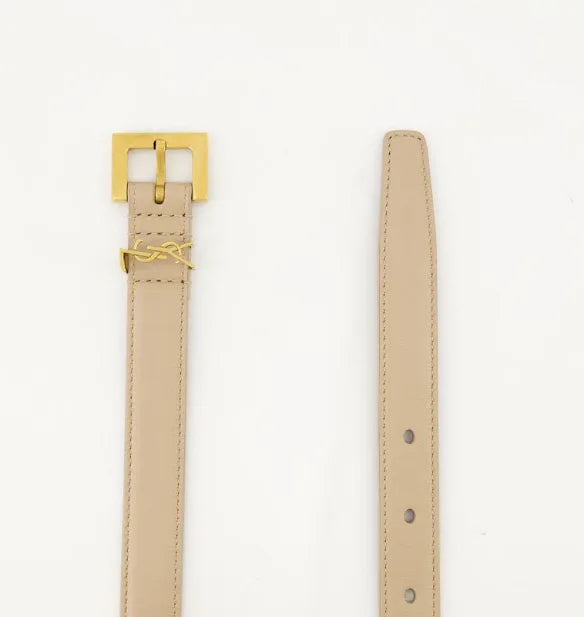 YSL CASSANDRE CINTURÓN CON HEBILLA CUADRADA DE PIEL BOX SAINT LAURENT BRILLANTE